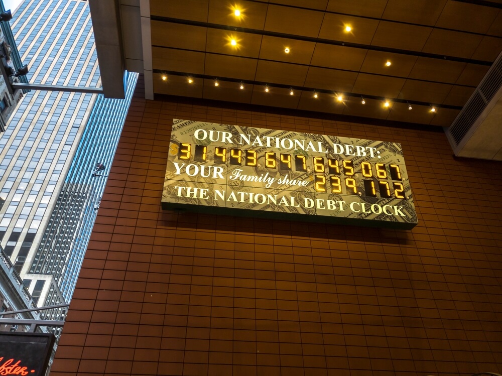 US National Debt Sign