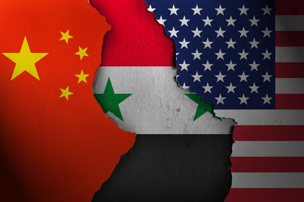 China Syria US Flags