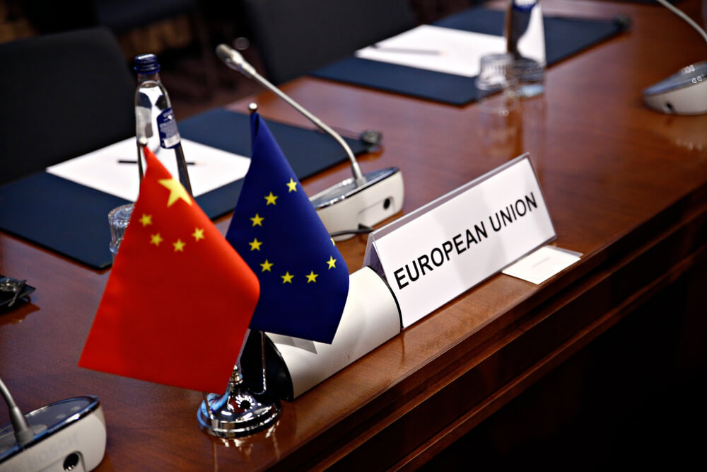 EU China Flags