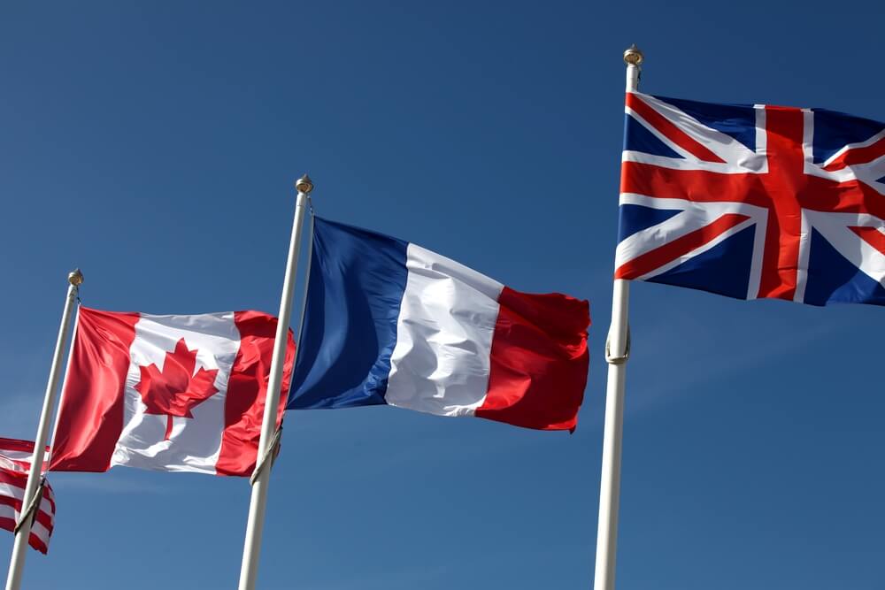Canadian, French, British Flag