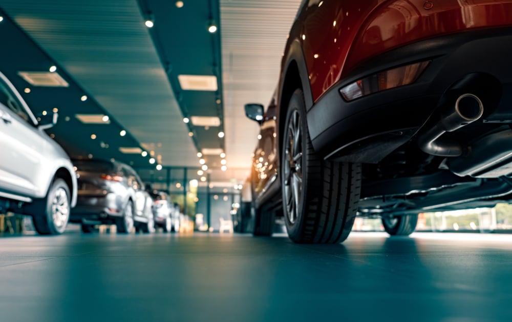 Car dealership, parked cars