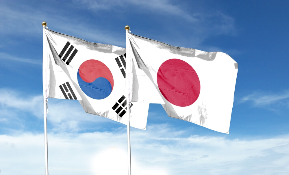 South Korea Japan Flags